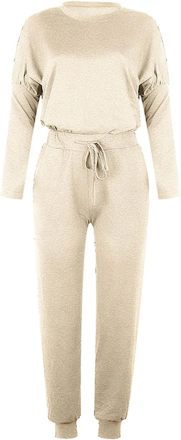 Sweatsuits Women 2 Piece Outfit Long Sleeve and Pants Set Loose Fit Lounge Set Casual Tracksuit Summer Track Suit