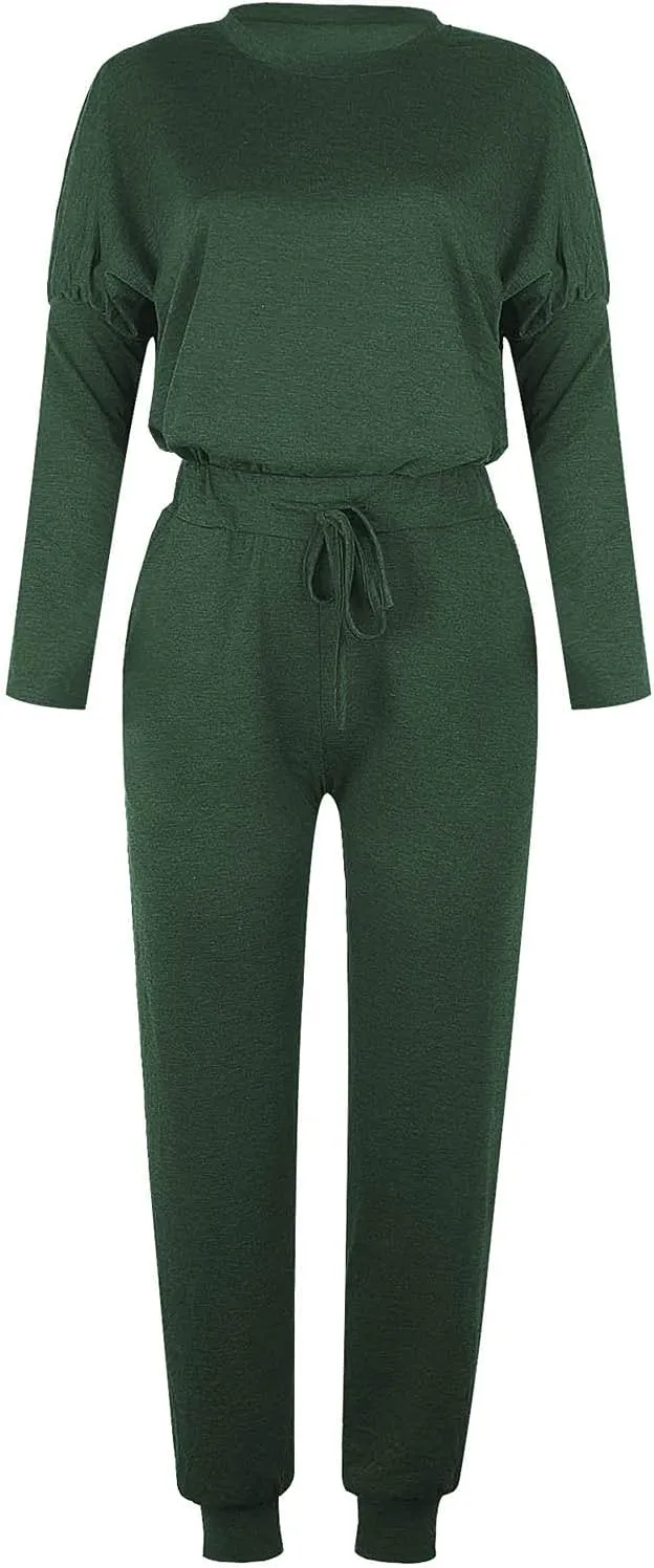 Sweatsuits Women 2 Piece Outfit Long Sleeve and Pants Set Loose Fit Lounge Set Casual Tracksuit Summer Track Suit