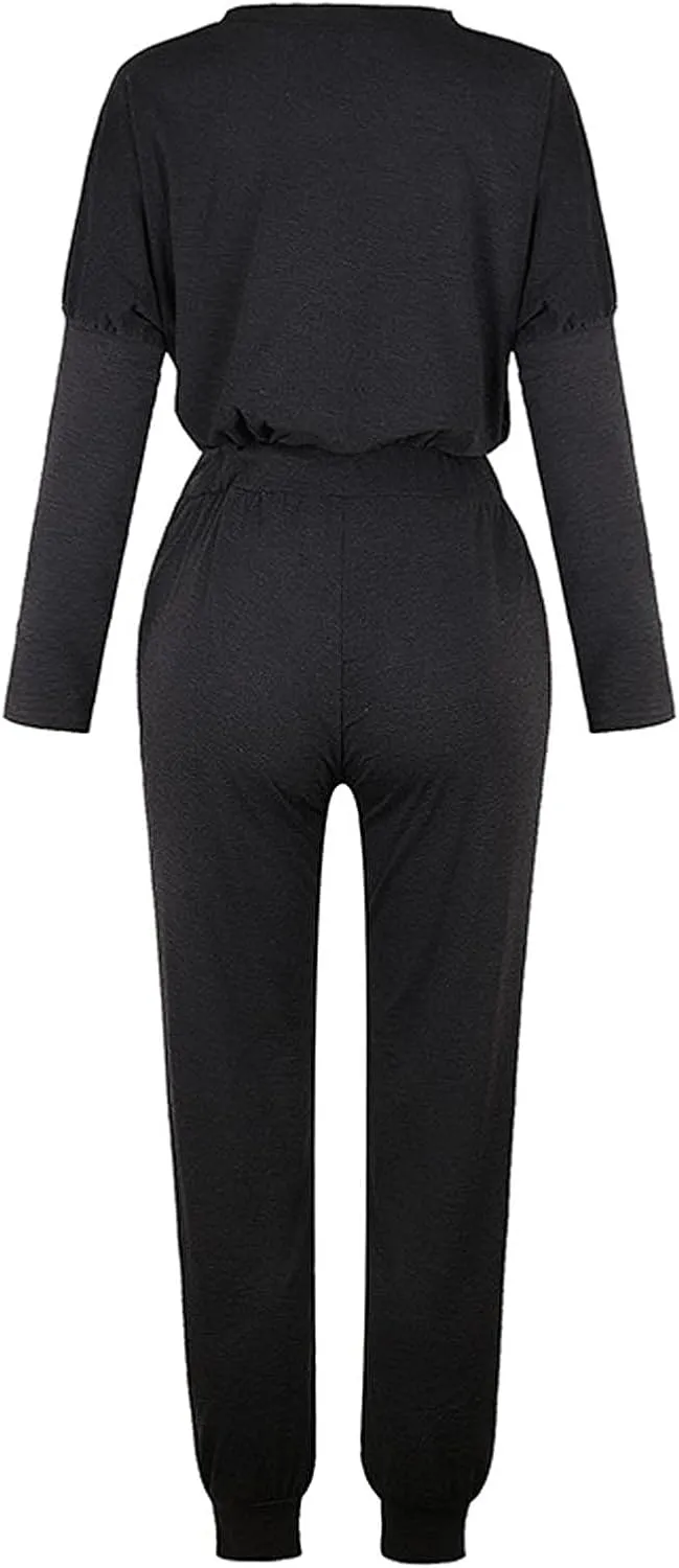 Sweatsuits Women 2 Piece Outfit Long Sleeve and Pants Set Loose Fit Lounge Set Casual Tracksuit Summer Track Suit