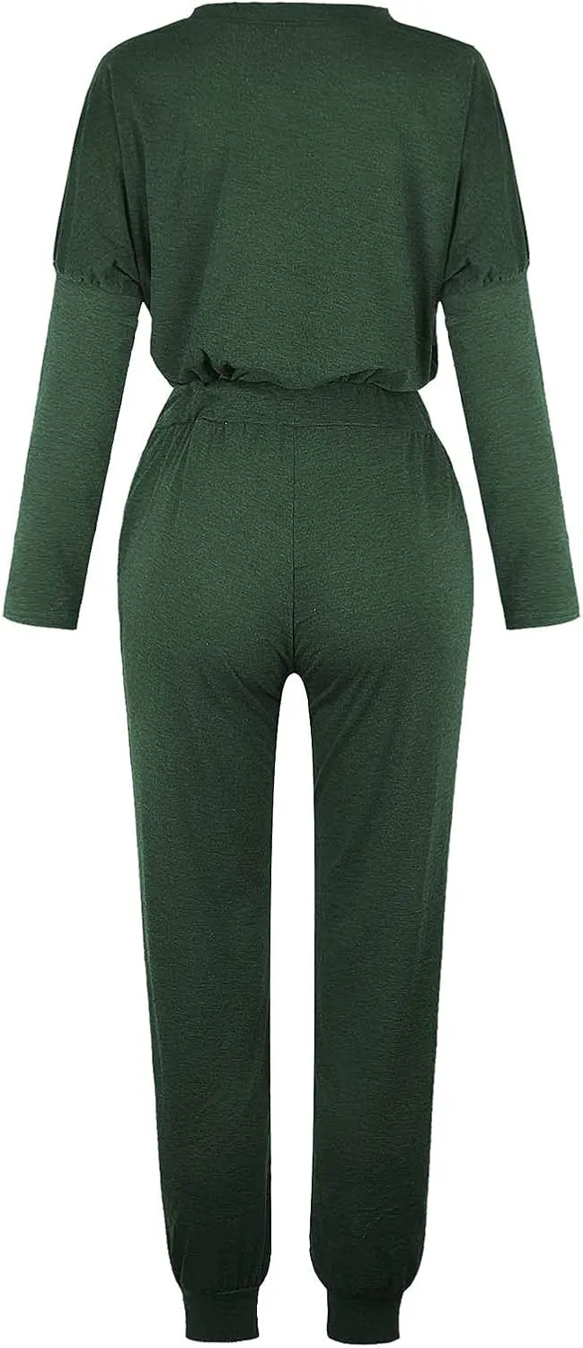 Sweatsuits Women 2 Piece Outfit Long Sleeve and Pants Set Loose Fit Lounge Set Casual Tracksuit Summer Track Suit