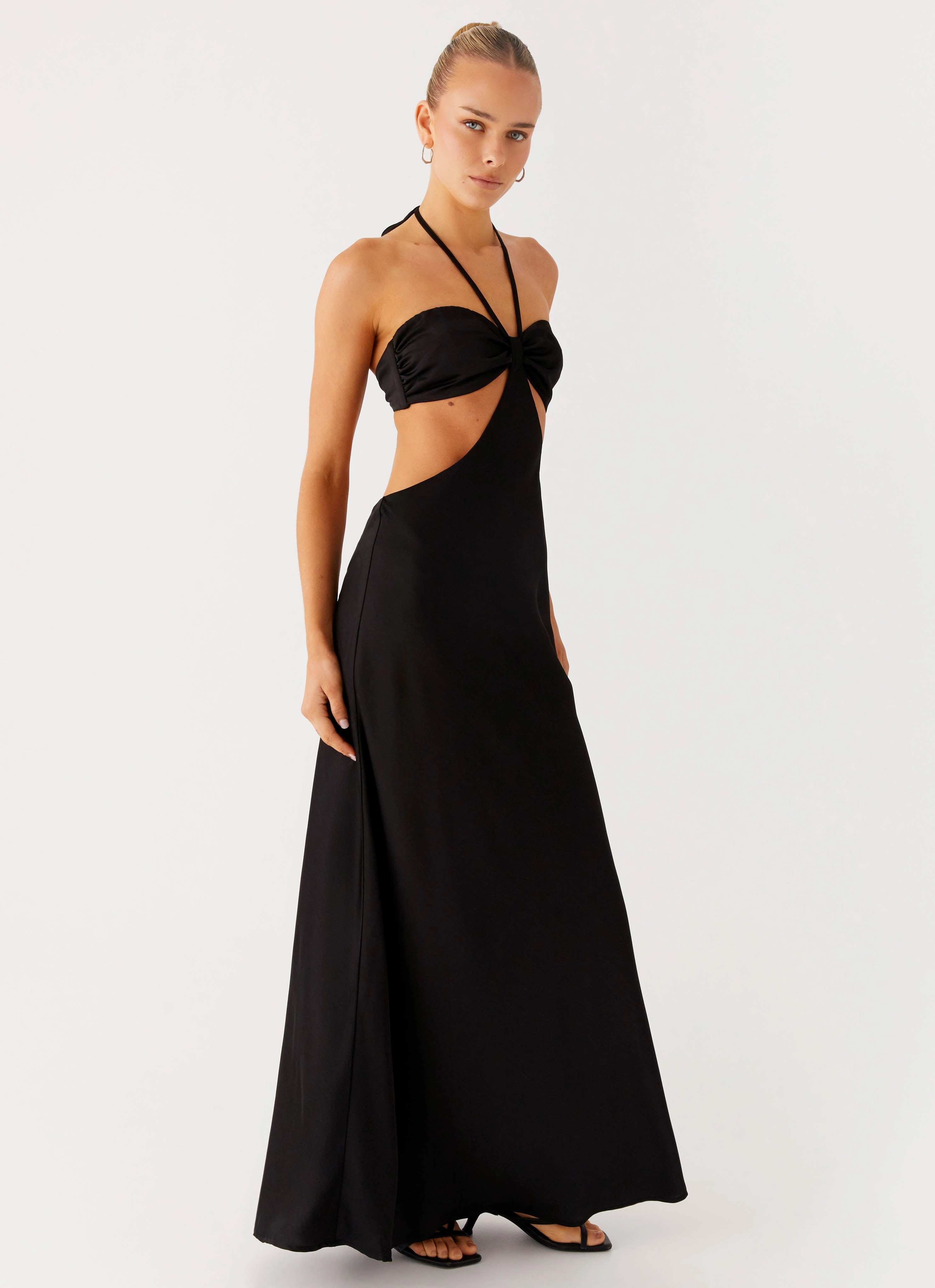 City Mood Sweetheart Cut Out Maxi Dress - Black