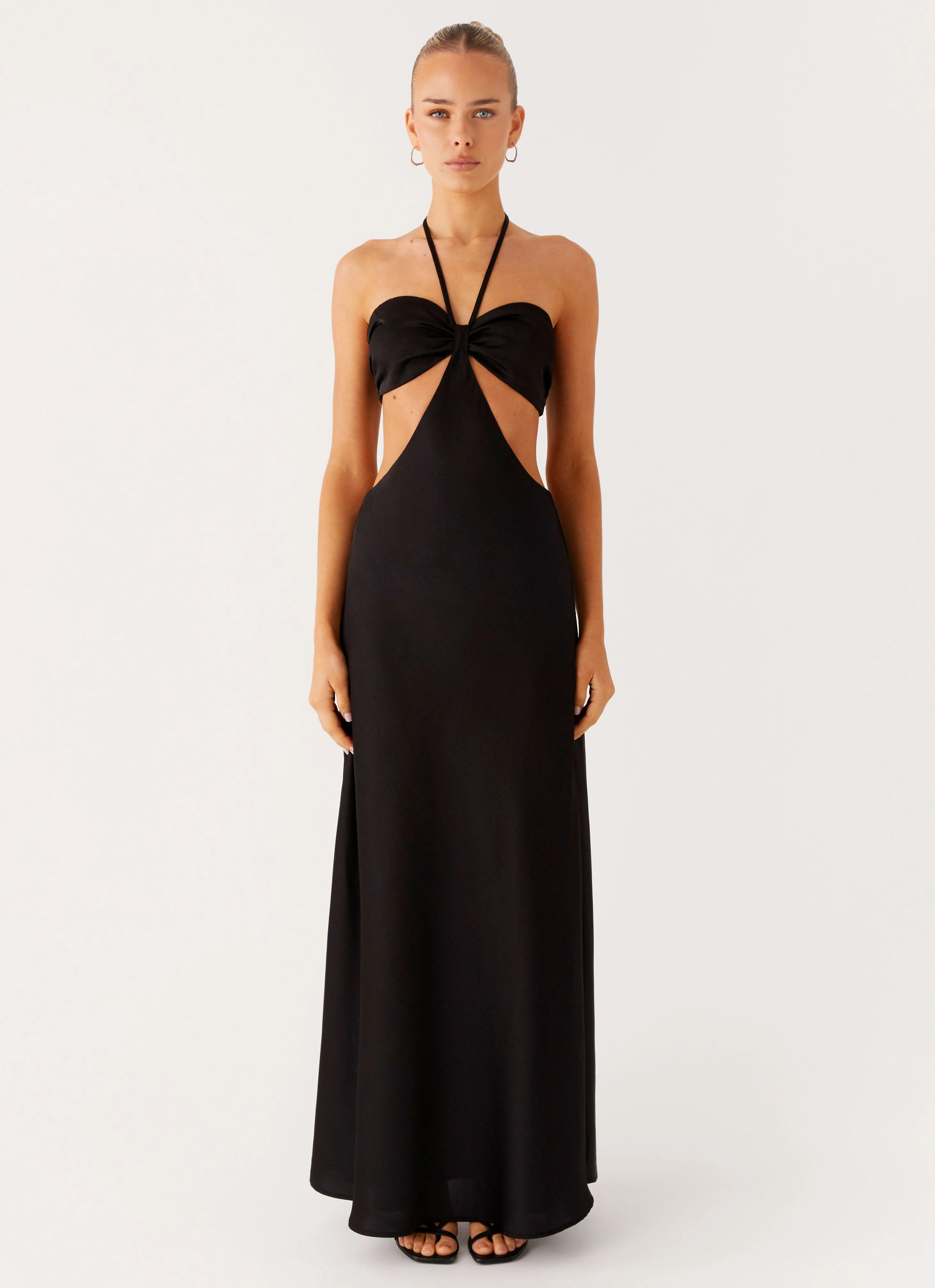Mermaid-Hem Sweetheart Cut Out Maxi Dress - Black