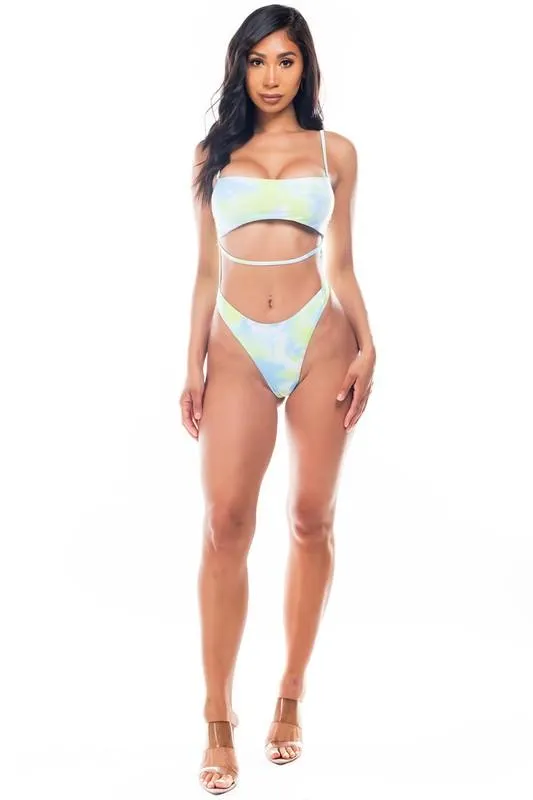 Swimwear - Tie Dye Cutout One Piece