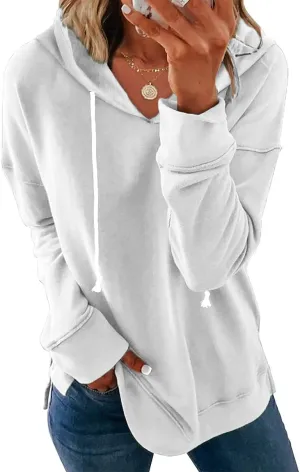 Syellowafter Women Casual Hoodie Long Sleeves Fashion Pullover Loose Fit Tunic Winter Tops Comfy Shirts