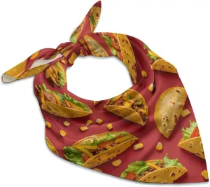 Tacos-Mexican Food Square Head Scarves Cute Funny Hair Scarf Kerchief Neckerchief Headband Neck Wraps