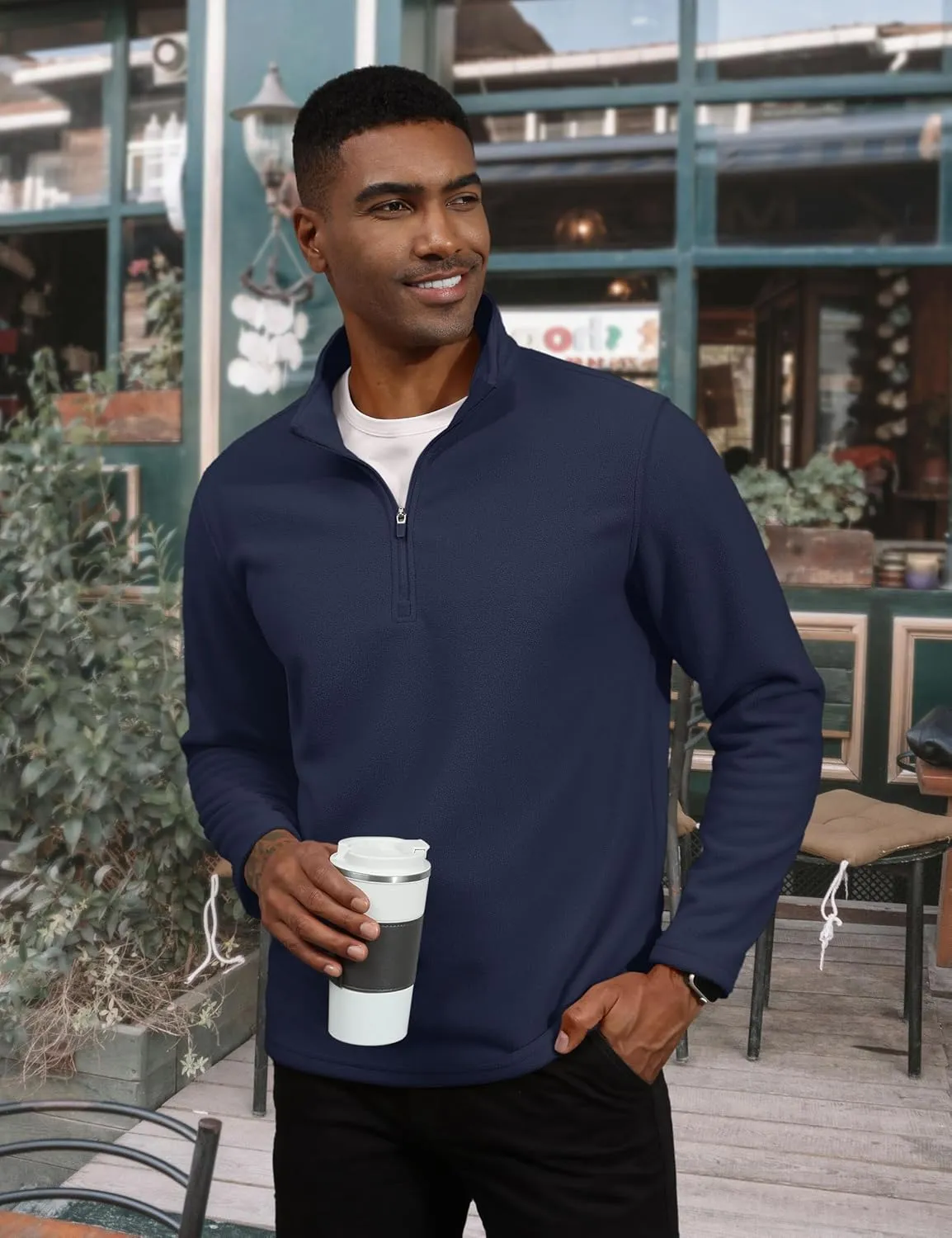 TACVASEN Men's Quarter Zip Pullover Mock Neck Sweatshirt Fleece Lightweight Fashion Sweaters Casual Activewear