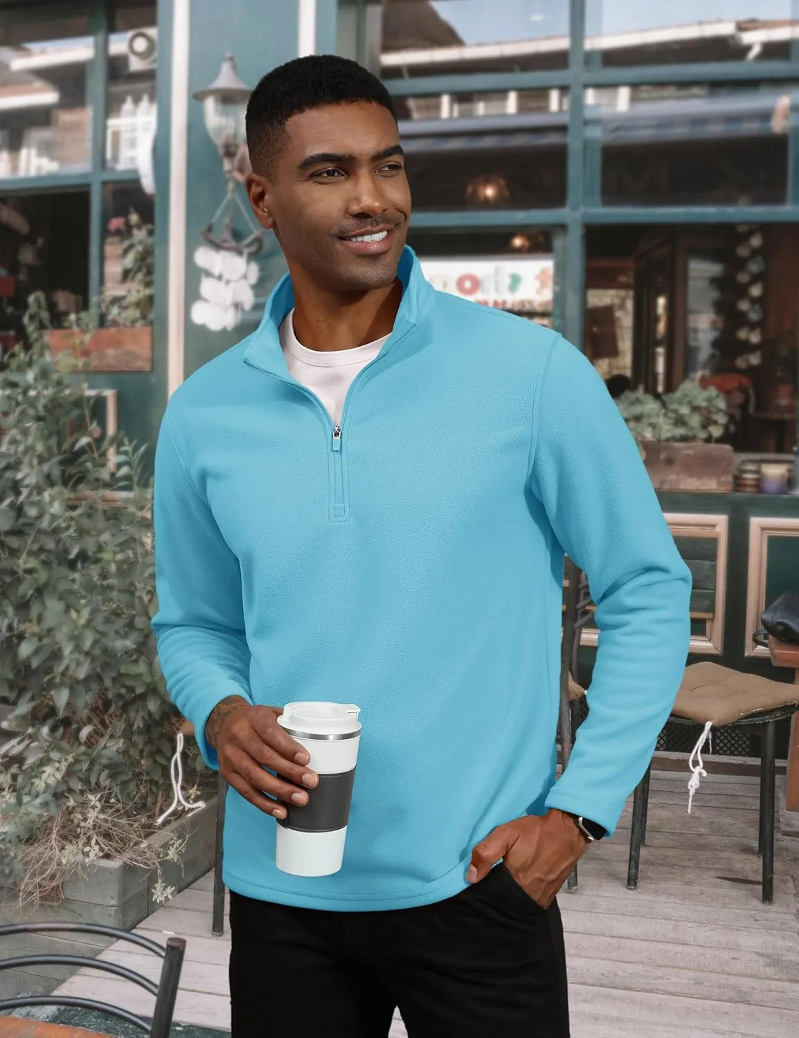 TACVASEN Men's Quarter Zip Pullover Mock Neck Sweatshirt Fleece Lightweight Fashion Sweaters Casual Activewear