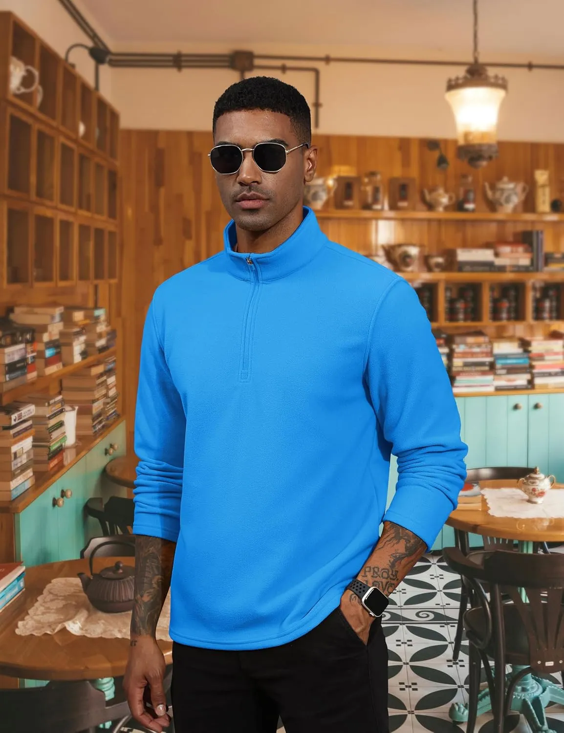 TACVASEN Men's Quarter Zip Pullover Mock Neck Sweatshirt Fleece Lightweight Fashion Sweaters Casual Activewear