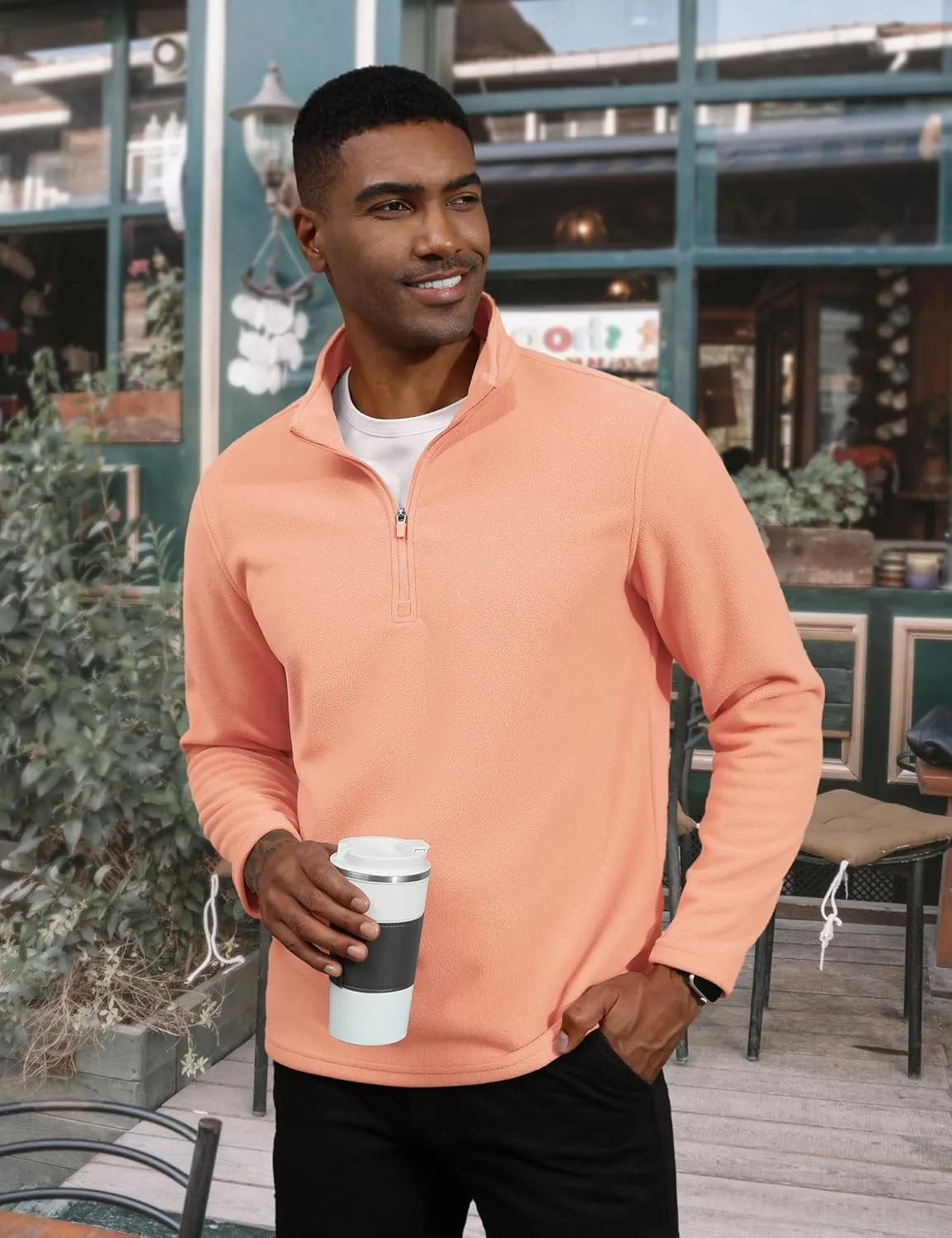 TACVASEN Men's Quarter Zip Pullover Mock Neck Sweatshirt Fleece Lightweight Fashion Sweaters Casual Activewear
