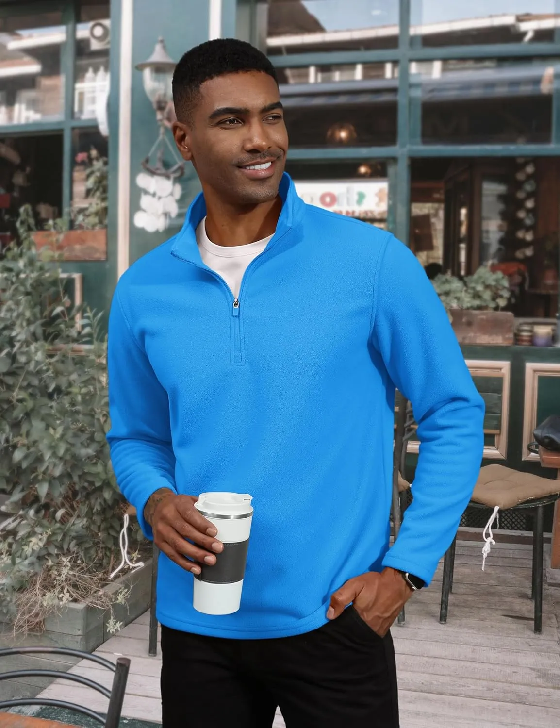 TACVASEN Men's Quarter Zip Pullover Mock Neck Sweatshirt Fleece Lightweight Fashion Sweaters Casual Activewear