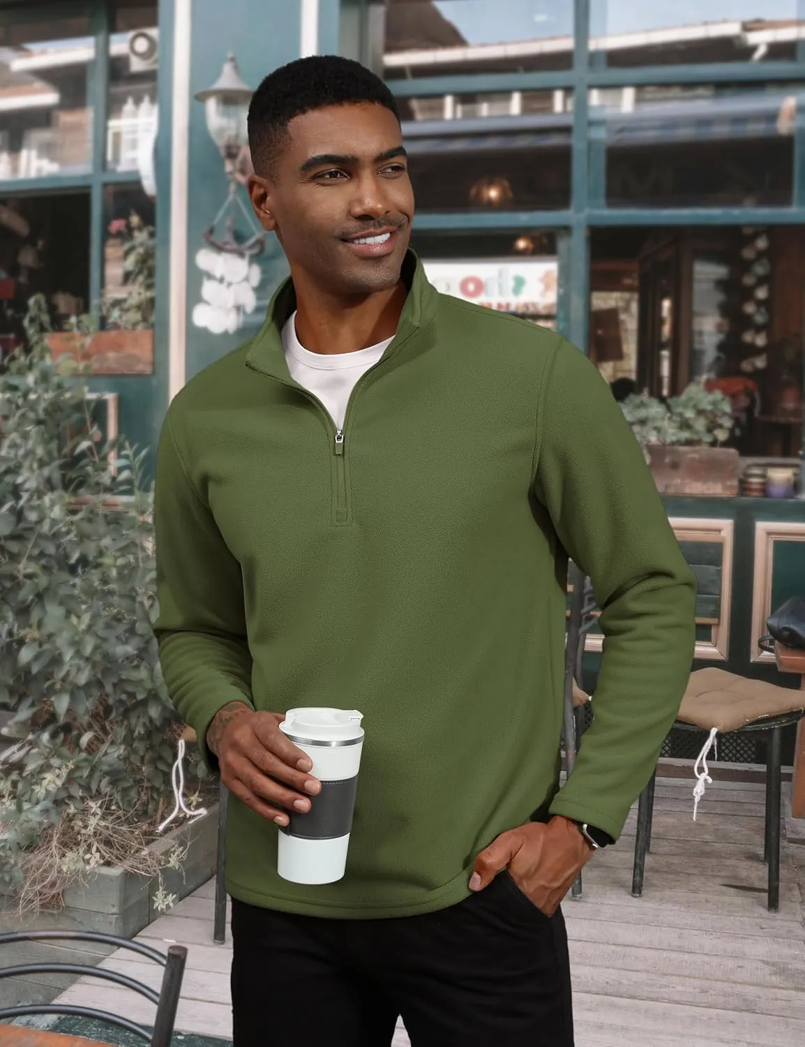 TACVASEN Men's Quarter Zip Pullover Mock Neck Sweatshirt Fleece Lightweight Fashion Sweaters Casual Activewear