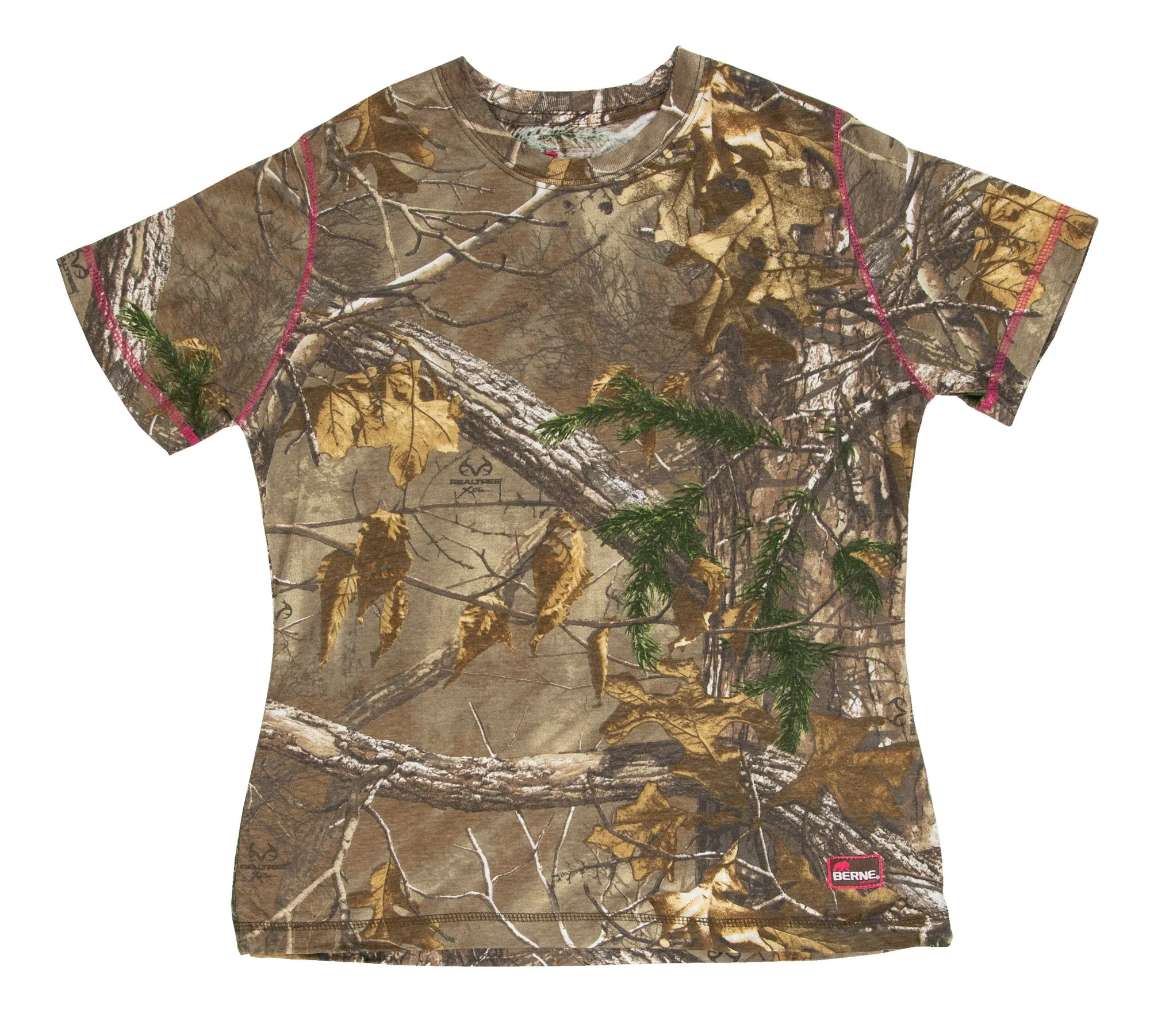 Plus Size Edgy style Berne Realtree Xtra Polyester Ladies Aspen Short Sleeve Tee S/S