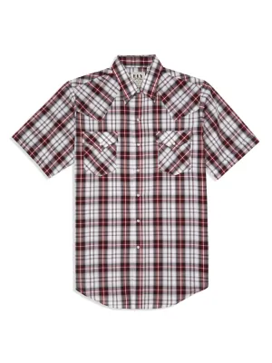 Tagless Neckline Design Ely and Walker Mens Plaid Snap Red Poly/Cotton S/S Shirt Ely and Walker Mens Plaid Snap Red Poly/Cotton S/S Shirt Anti Static Lining