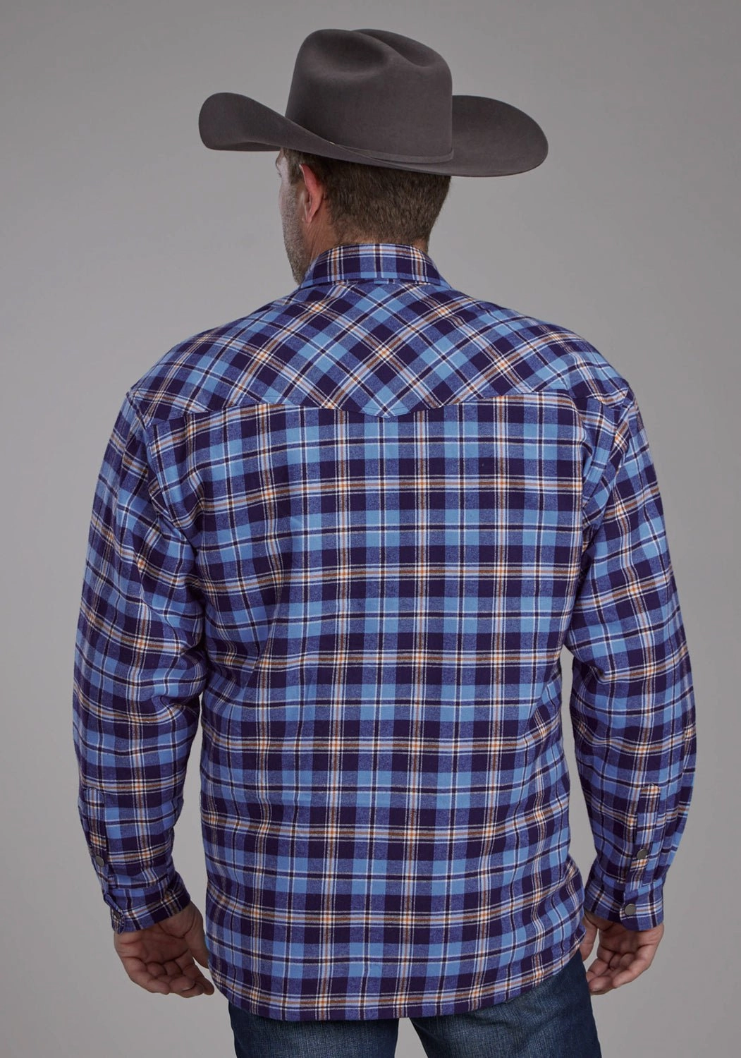 Roper Mens 2205 Sherpa Lined Blue 100% Cotton L/S Shirt Contemporary Look