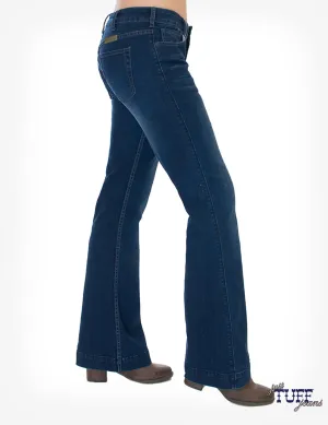 Tailored Comfort Cowgirl Tuff Womens Medium Wash Cotton Blend Jeans Just Tuff High Durability Thread Cowgirl Tuff Womens Medium Wash Cotton Blend Jeans Just Tuff
