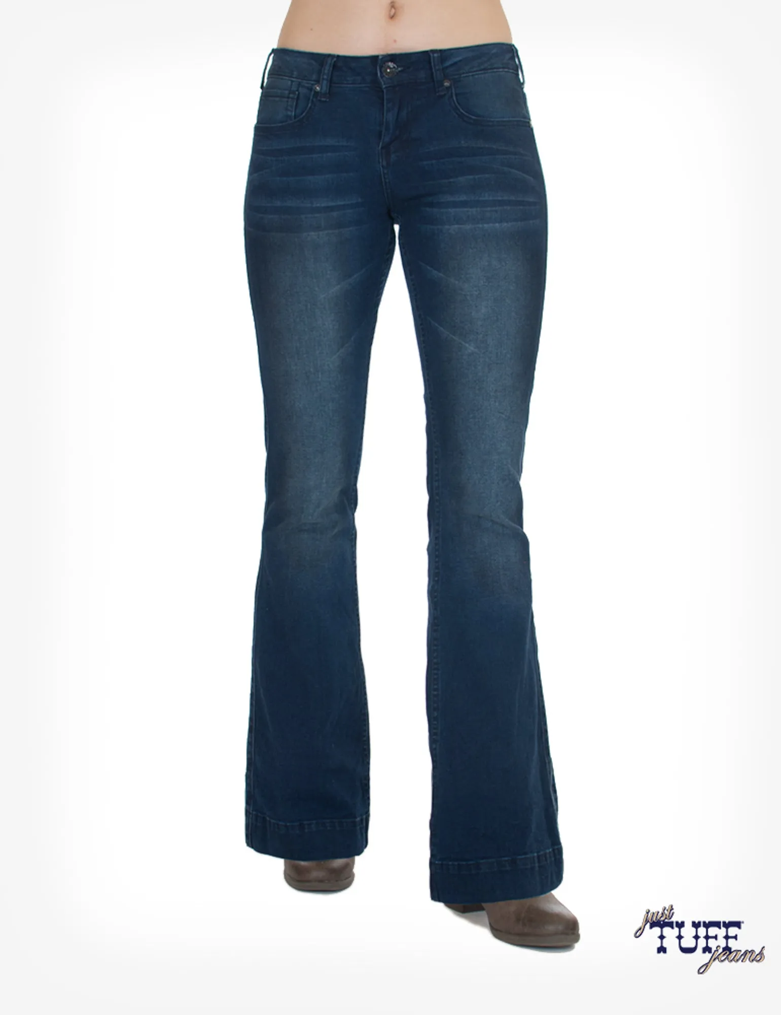 Reinforced Stitching Details Pre Shrunk Fabric Cowgirl Tuff Womens Medium Wash Cotton Blend Jeans Just Tuff