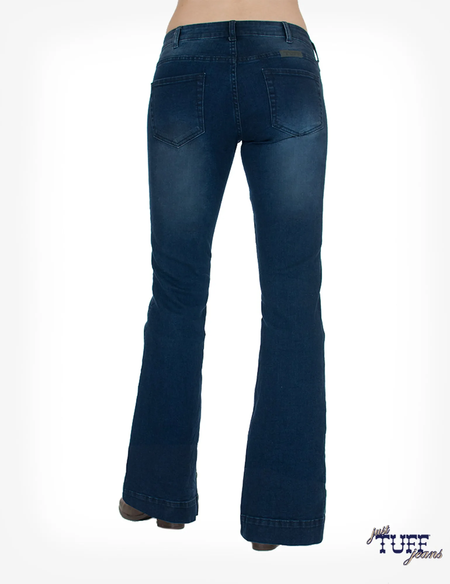 Work Ready Lightweight Textured Cowgirl Tuff Womens Medium Wash Cotton Blend Jeans Just Tuff