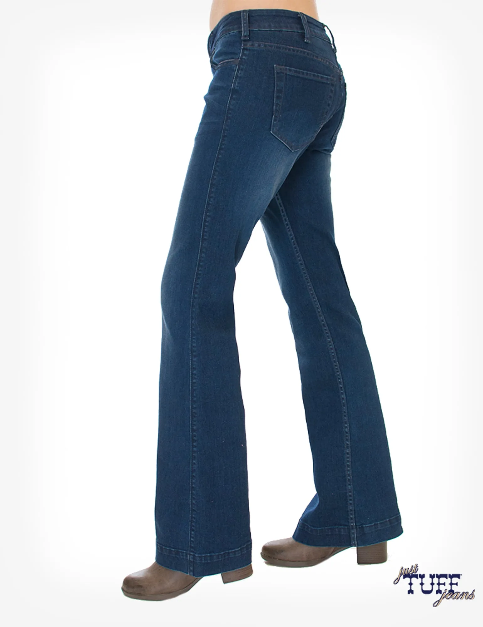 Cowgirl Tuff Womens Medium Wash Cotton Blend Jeans Just Tuff Relaxed Waist Fit