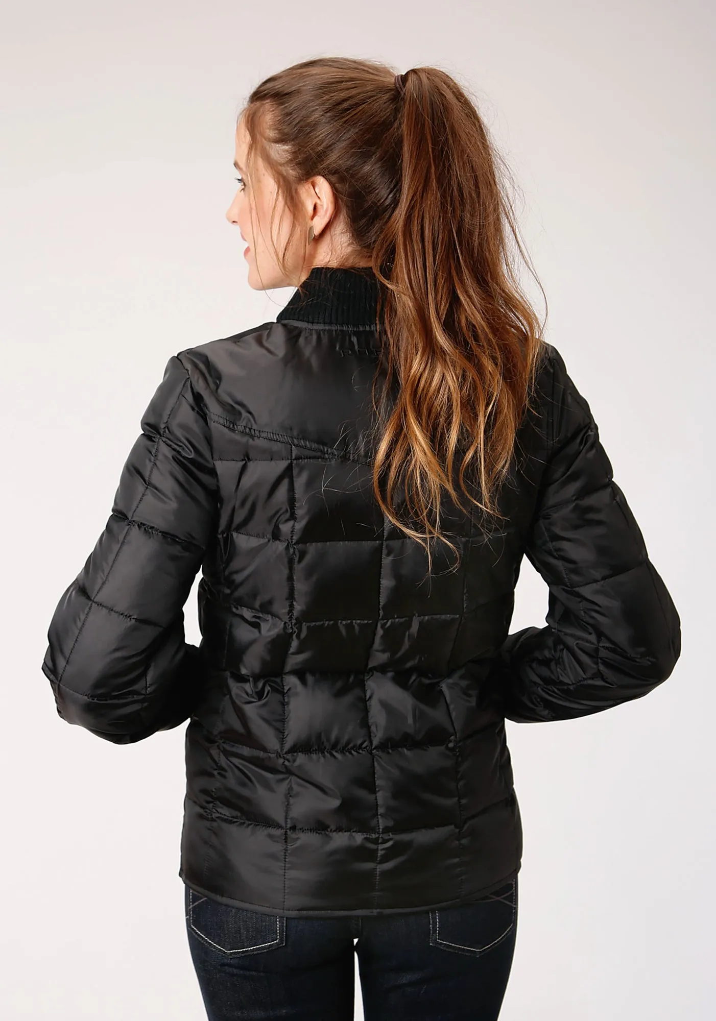 Roper Womens Black Polyester Insulated Price Point Jacket Modern Straight Leg