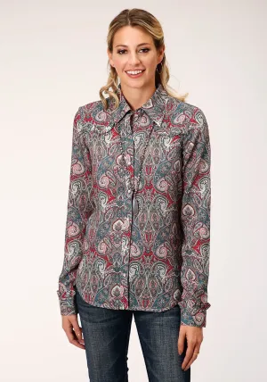Tailored Design Roper Womens Sage Rayon/Nylon Paisley L/S Romantic Shirt All Size Fit Roper Womens Sage Rayon/Nylon Paisley L/S Romantic Shirt