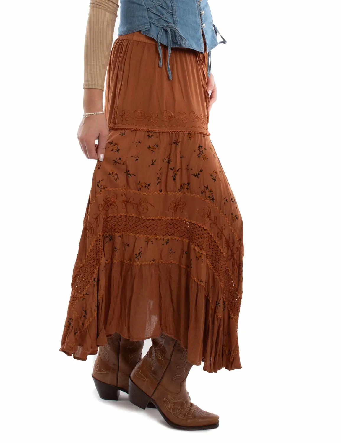 Urban appeal Scully Womens Adorned Multi Panels Rust 100% Rayon Skirt
