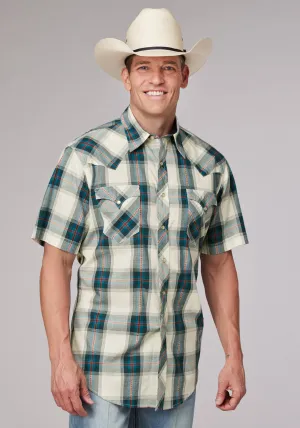 Tailored Fit Roper Mens 2006 Tile Plaid Multi-Color 100% Cotton S/S Shirt slim fit First Date Roper Mens 2006 Tile Plaid Multi-Color 100% Cotton S/S Shirt