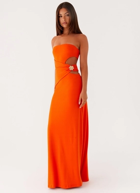 Tailored Elegance Anetta Maxi Dress - Orange Trendy Fit Look Anetta Maxi Dress - Orange