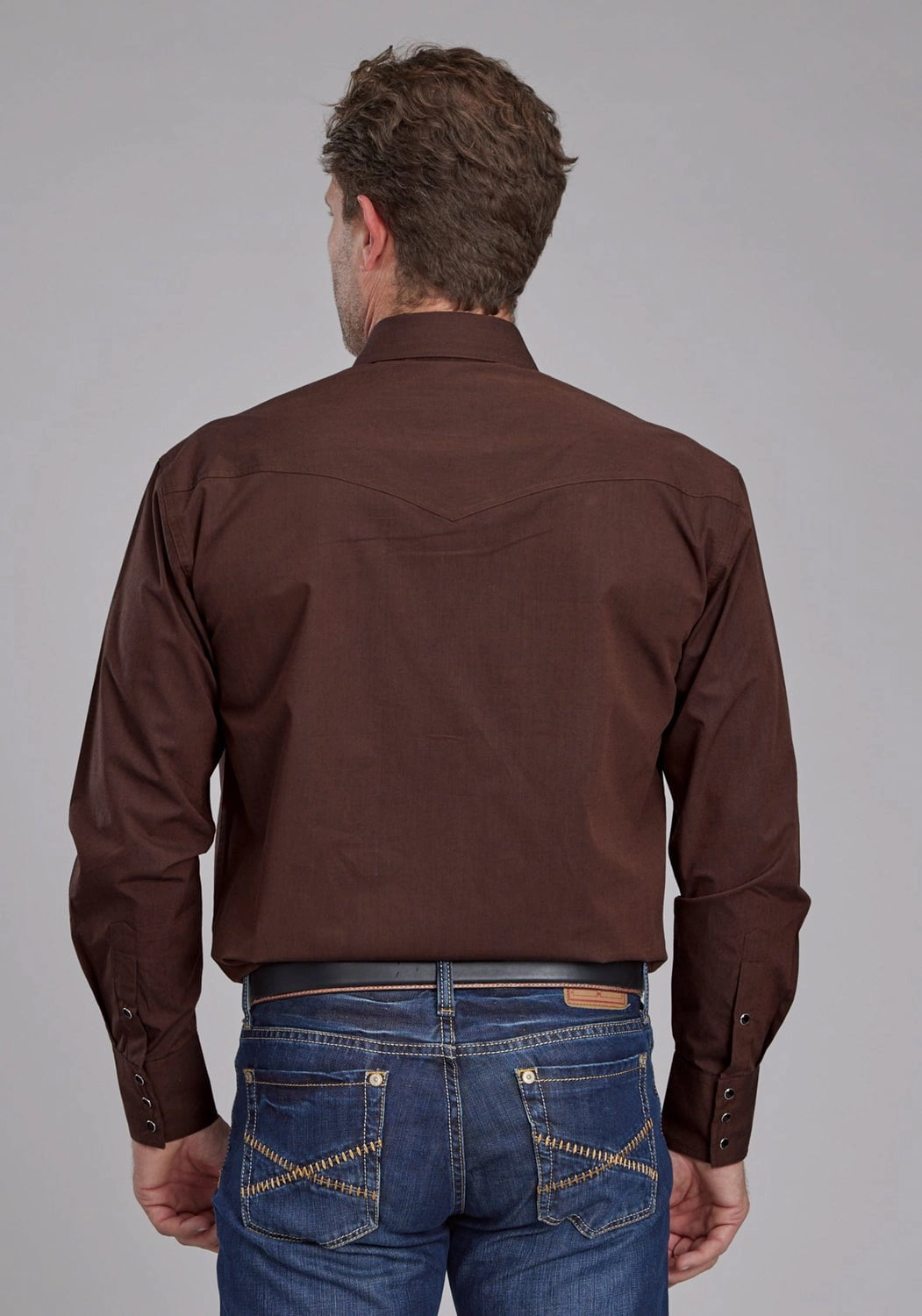 Roper Mens 2162 Black Fill Brown 100% Cotton L/S Shirt Subtle patterns