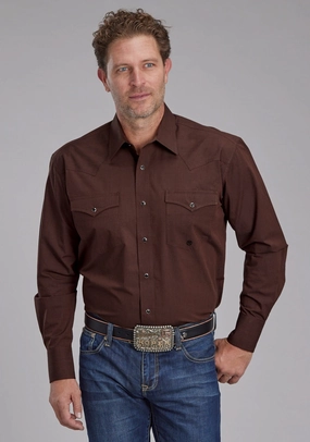 Tailored Fashion Roper Mens 2162 Black Fill Brown 100% Cotton L/S Shirt No Bulk Layering System Roper Mens 2162 Black Fill Brown 100% Cotton L/S Shirt