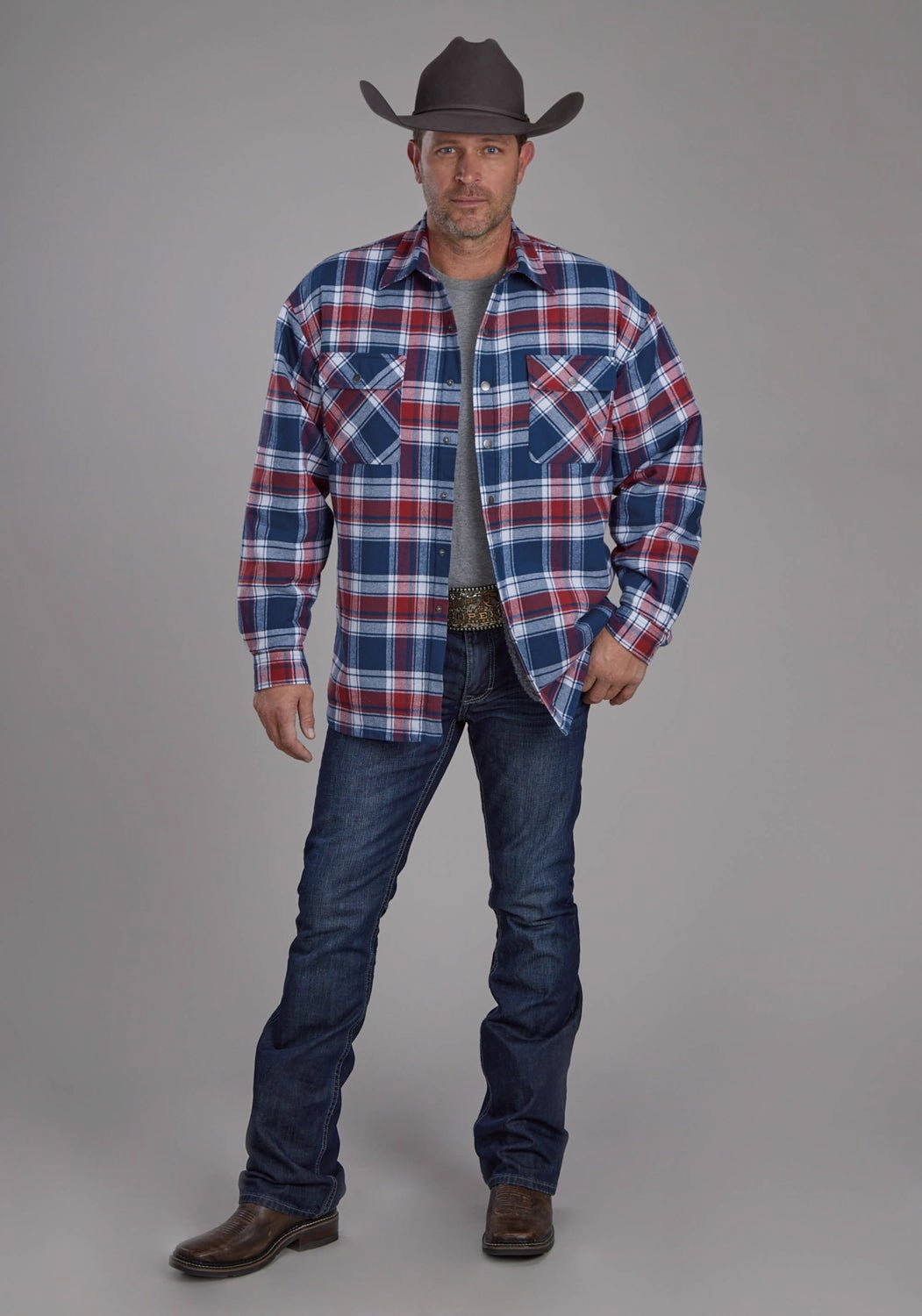 Exclusive Collection Fashionable Comfort Roper Mens 2205 Sherpa Lined Red 100% Cotton Tall L/S Shirt