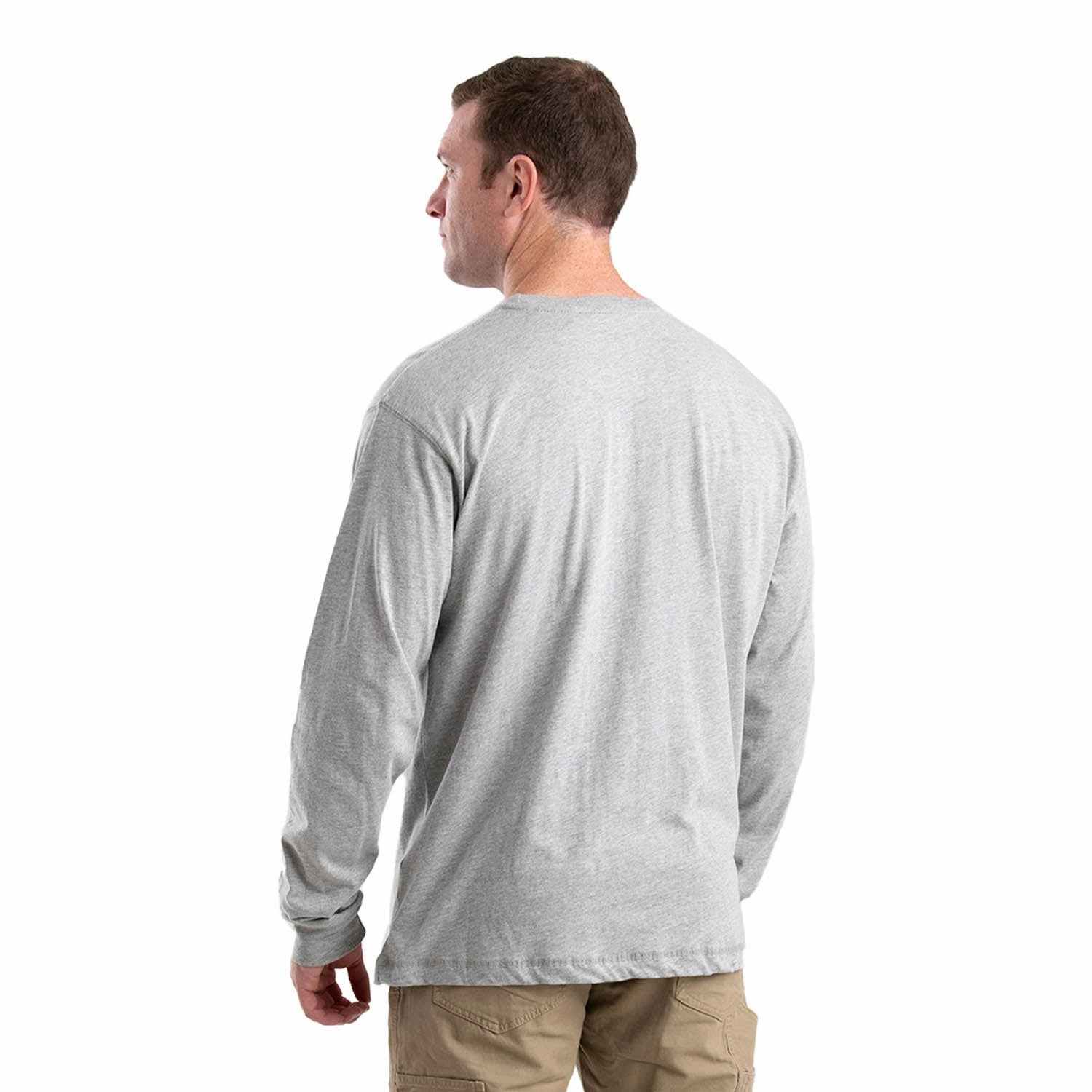 Fashion Comfort Berne Mens Grey Cotton Blend Lightweight Performance Tee L/S