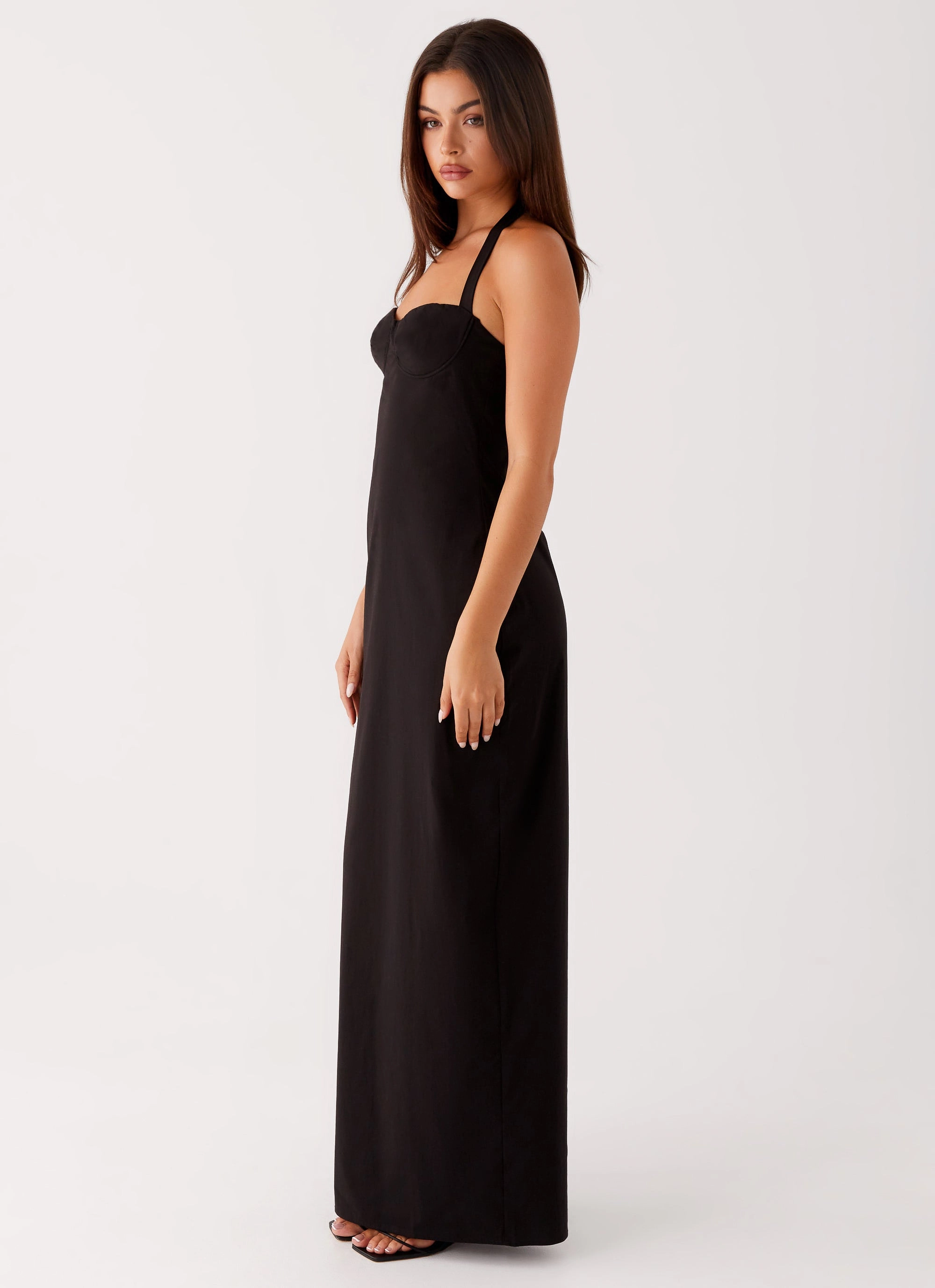 Cheryl Maxi Dress - Black Cool Undertone Statement-Print