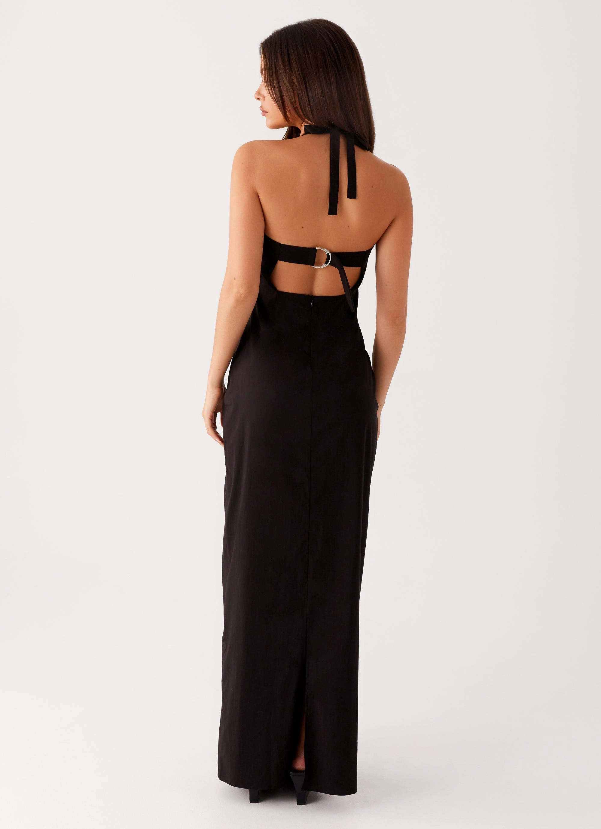 Drawstring-Closure Chic Casual Wear Cheryl Maxi Dress - Black