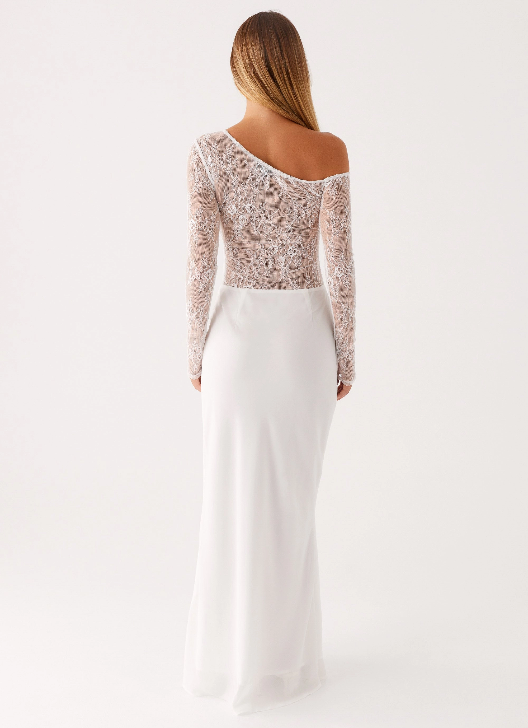Sophisticated Layers Mesh-Detail Take Your Time Maxi Dress - White