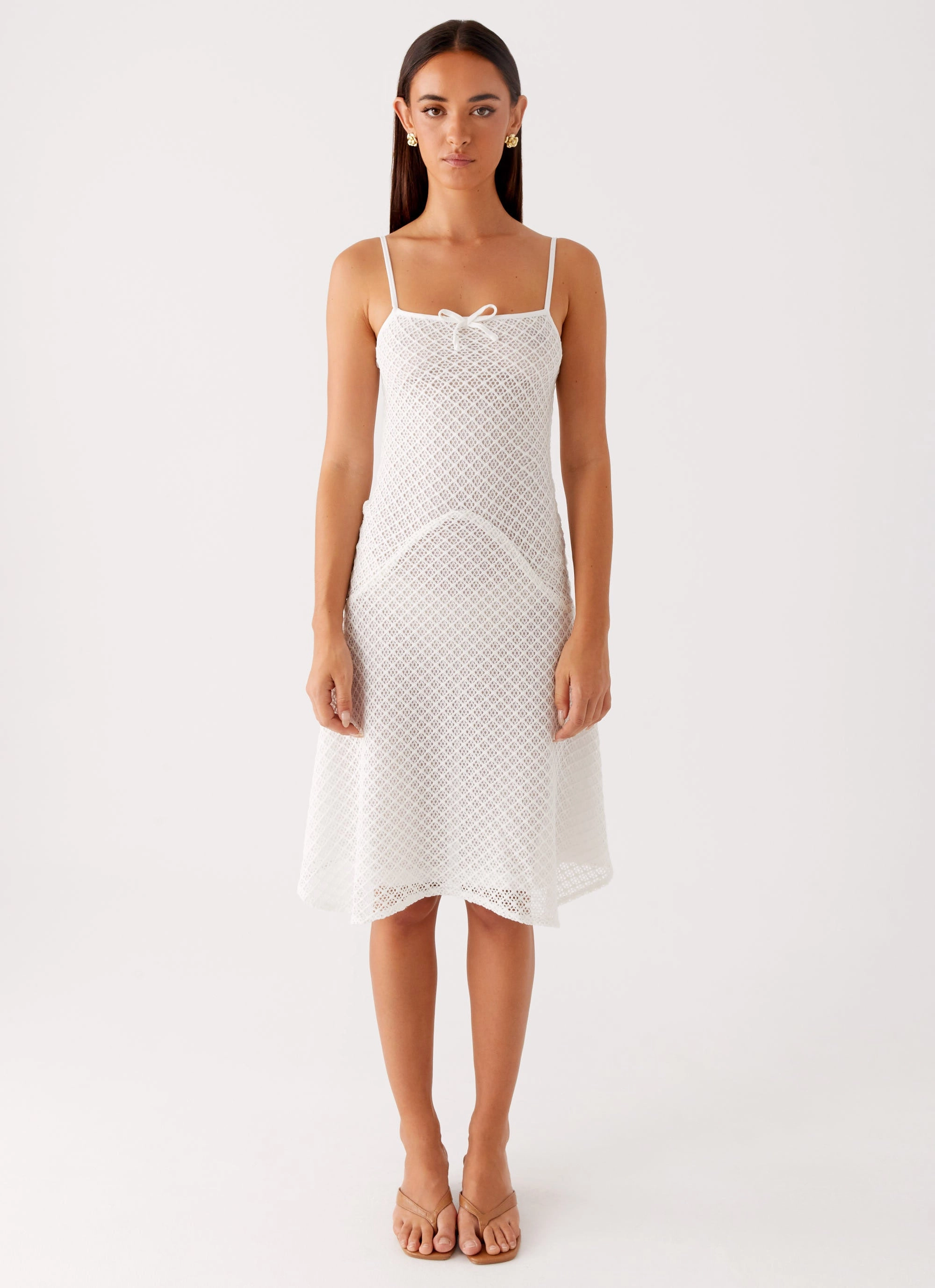 Soft Fit Wear Summer-Season Tamar Midi Dress - White