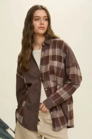 Tammy Colorblock Plaid Long Sleeve Button Down Shirt Light and Soft Holiday Trend Tammy Colorblock Plaid Long Sleeve Button Down Shirt