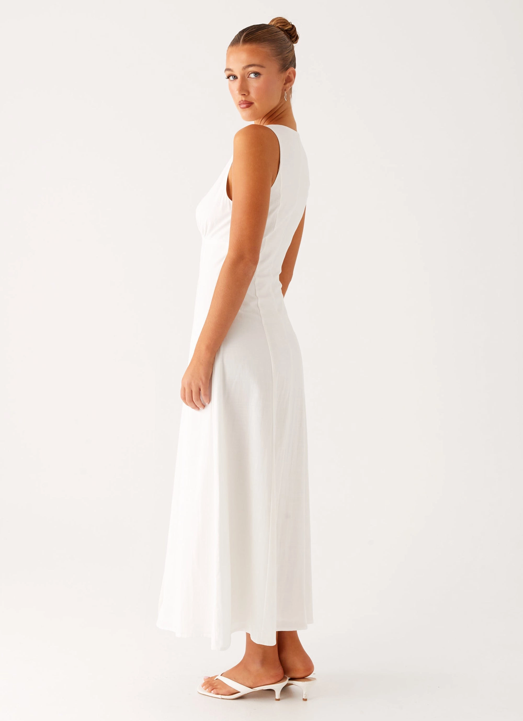 Limited-Edition Effortless Fit Design Tamsin Linen Maxi Dress - White