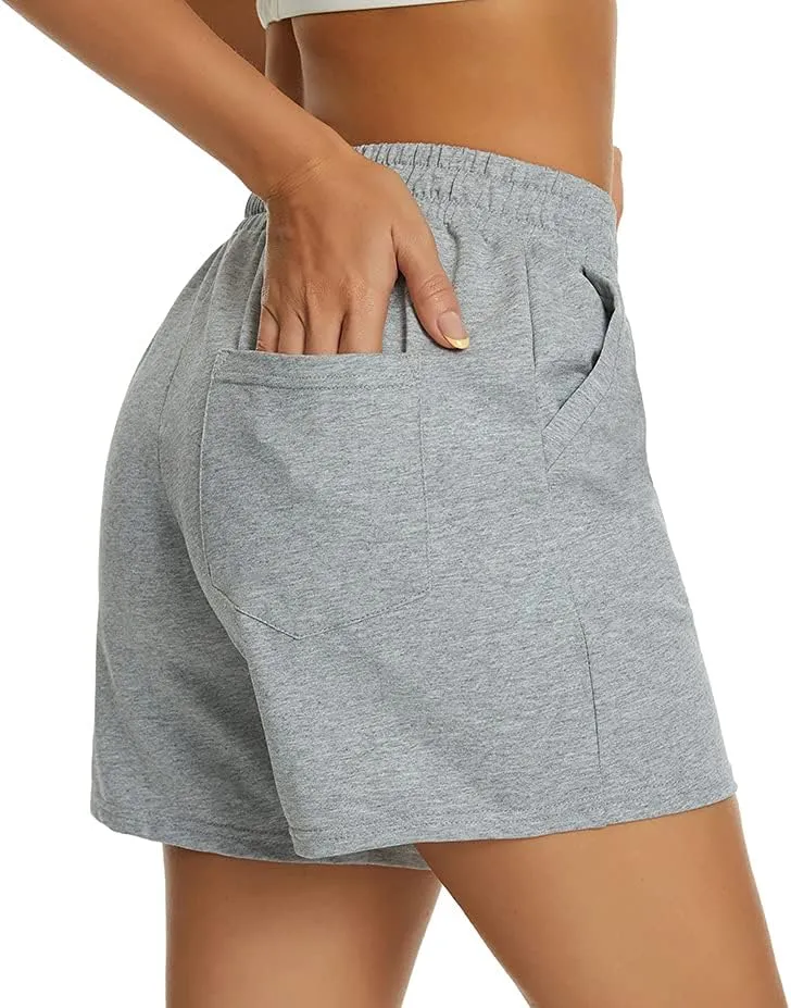 Tandisk Women's 5" Casual Jersey Cotton Shorts Lounge Yoga Pajama Walking Shorts with Pockets Activewear