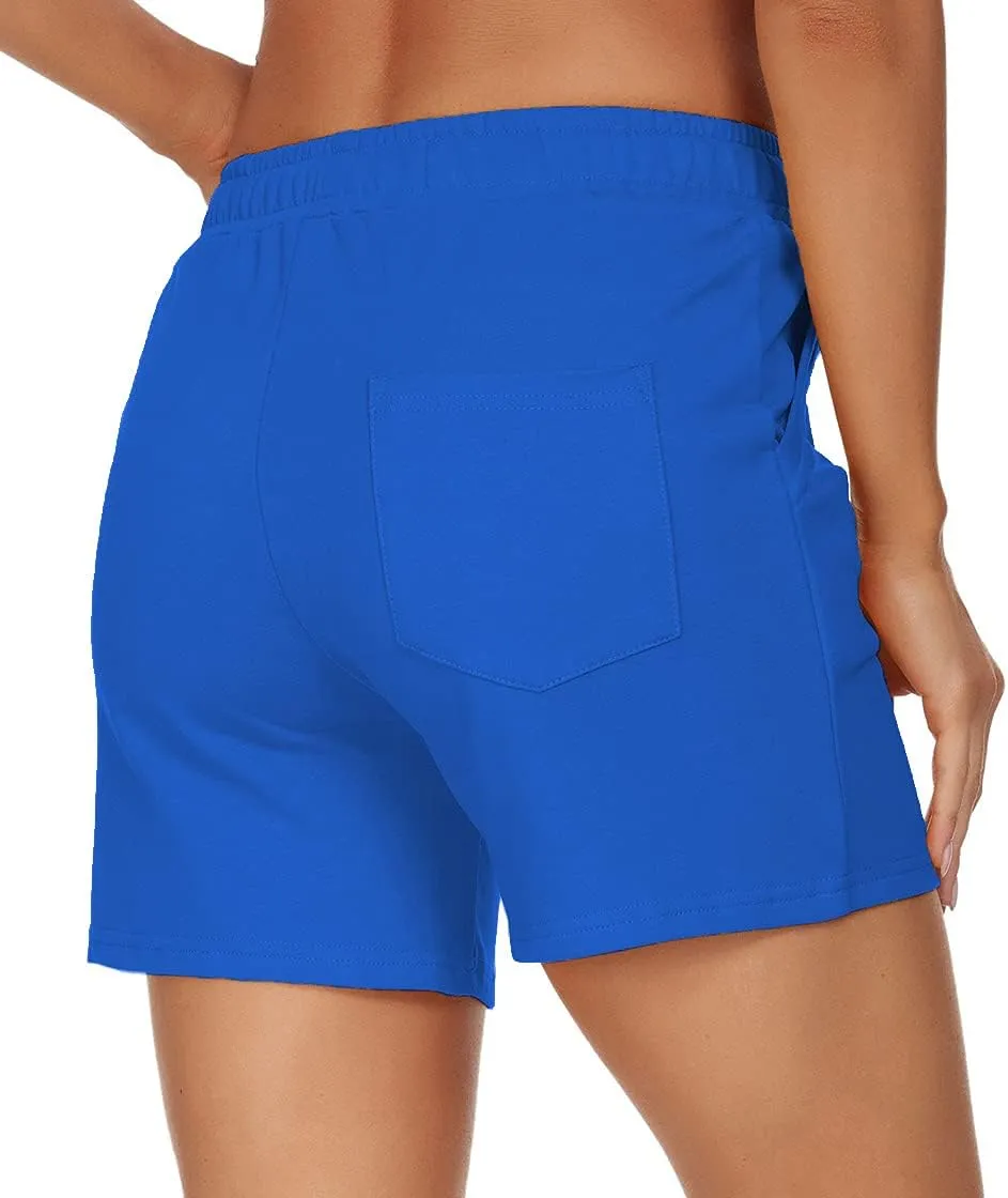 Tandisk Women's 5" Casual Jersey Cotton Shorts Lounge Yoga Pajama Walking Shorts with Pockets Activewear