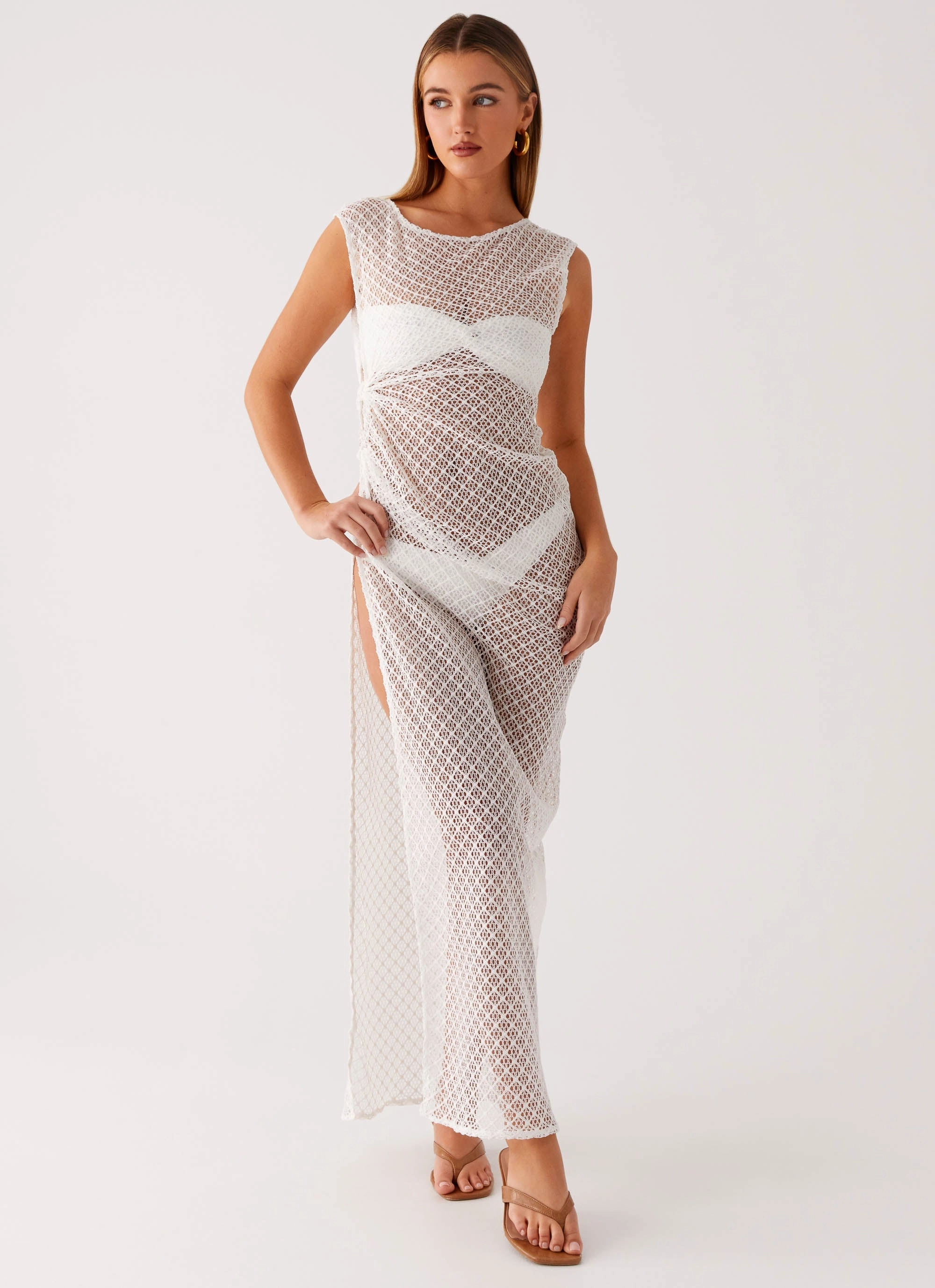 Joyful Look Snap-Closure Maeva Maxi Dress - White