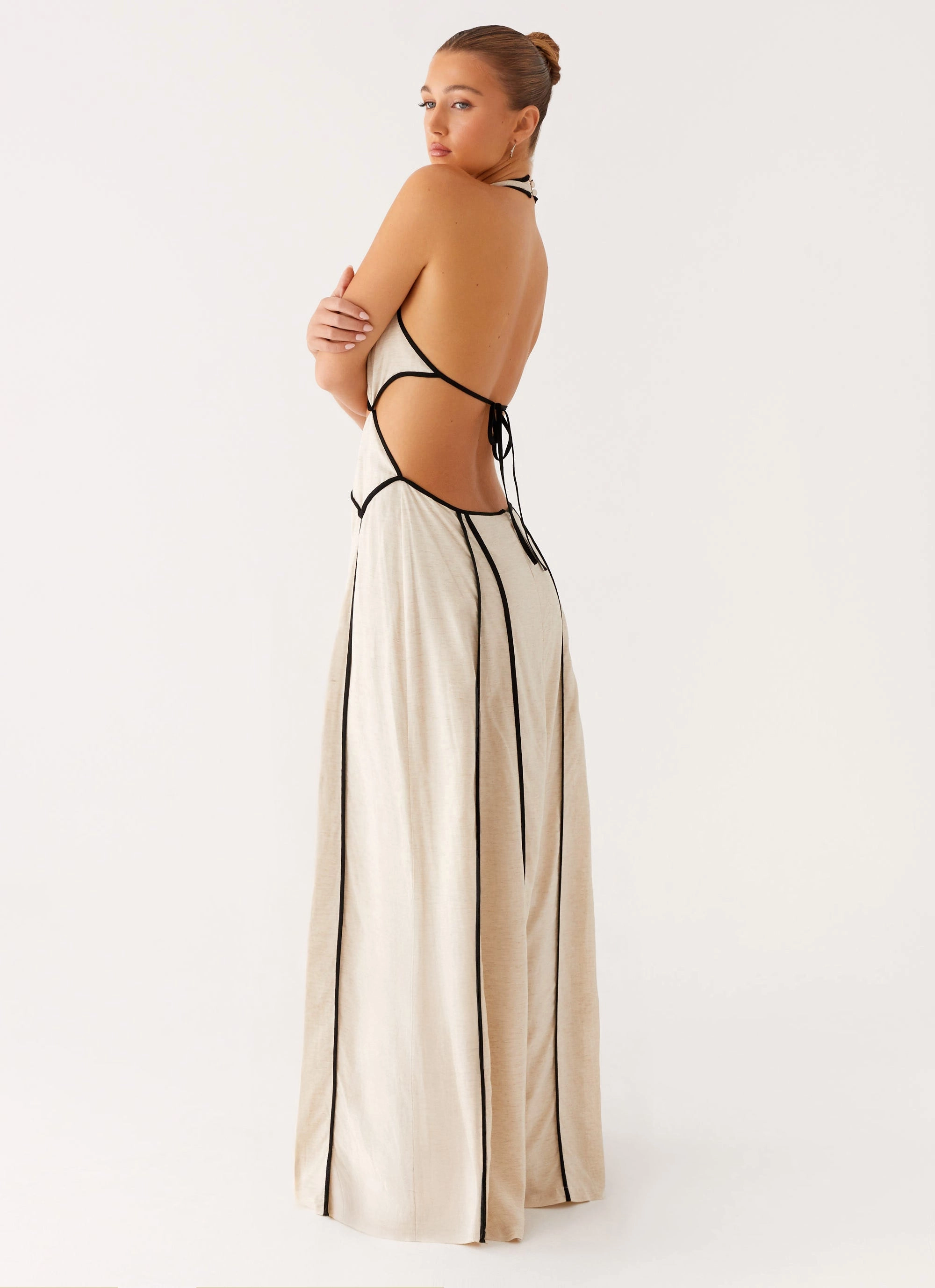 Sonnet Maxi Dress - Oatmeal High Hemline Cozy Mood