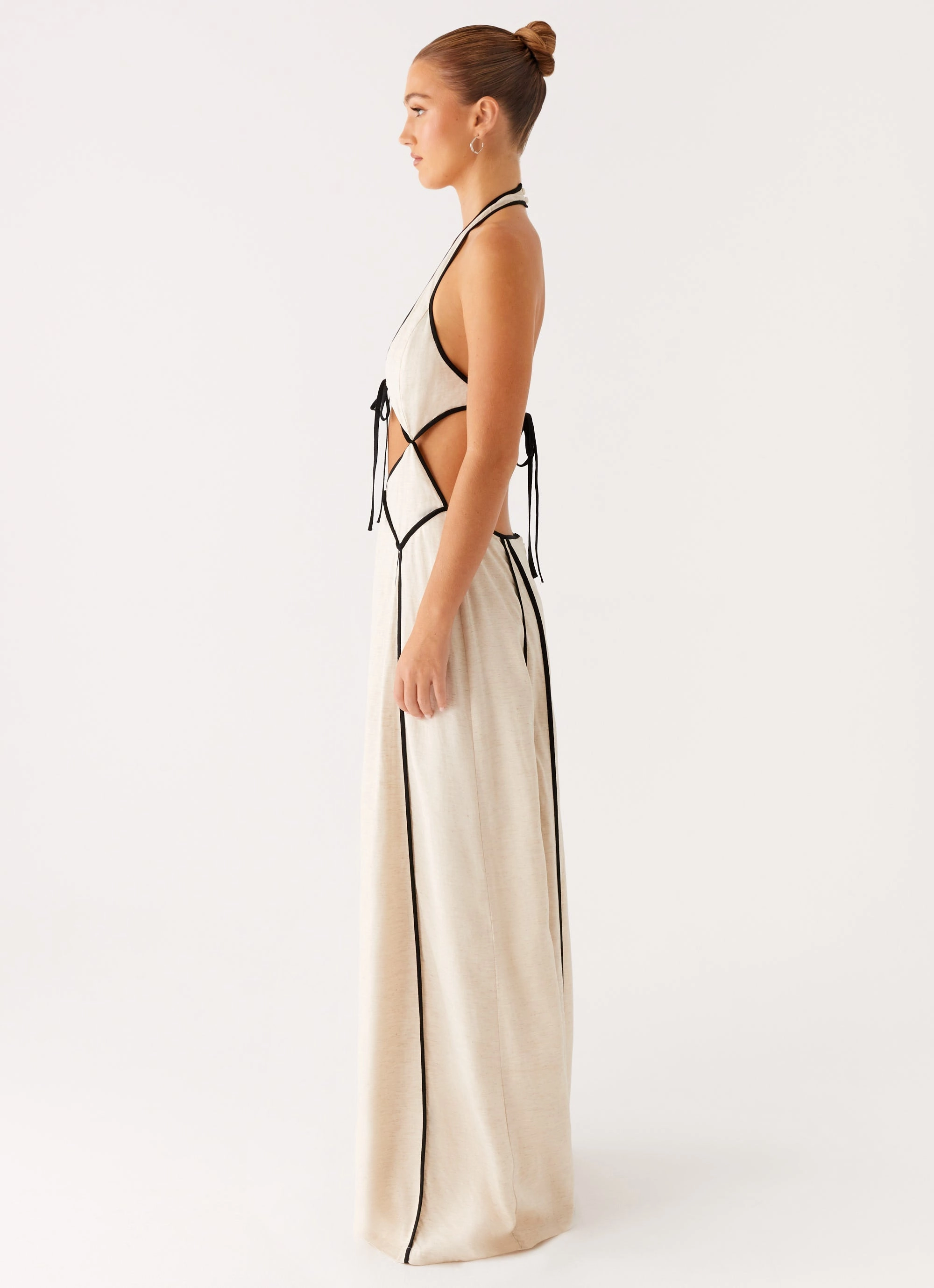 Sleek Waistband Sonnet Maxi Dress - Oatmeal