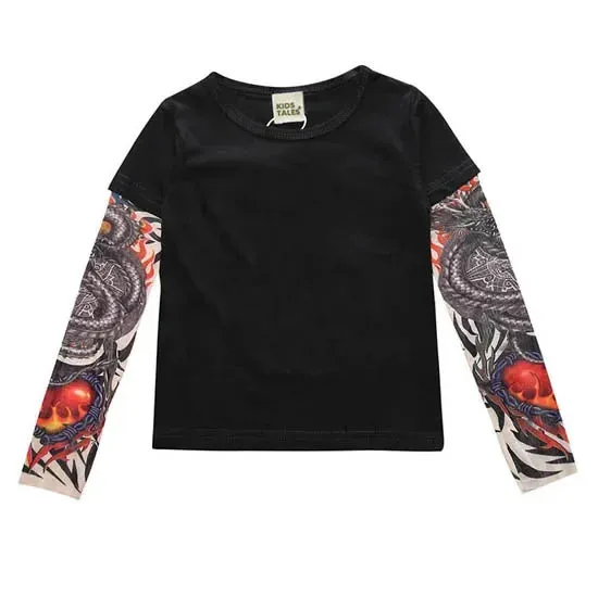 Tattoo Kids Clothes Boys Tees Cotton Long Sleeve Children's Clothing Girls T-Shirts Spring & Fall Boy Tops 2-7 Years