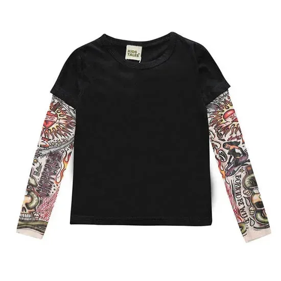 Tattoo Kids Clothes Boys Tees Cotton Long Sleeve Children's Clothing Girls T-Shirts Spring & Fall Boy Tops 2-7 Years