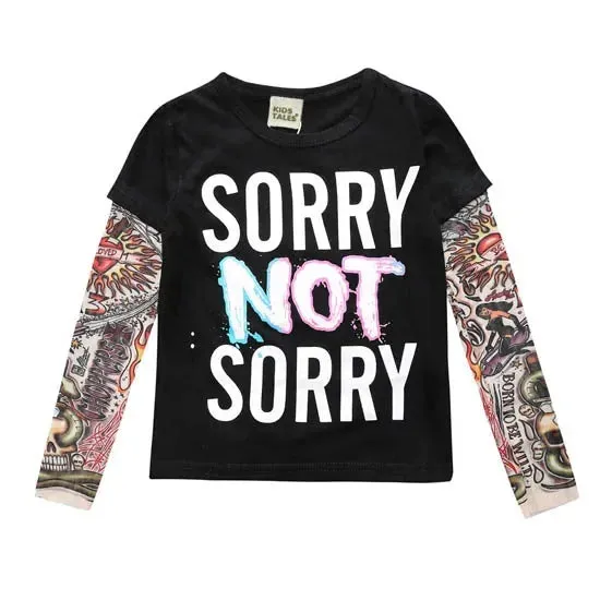 Tattoo Kids Clothes Boys Tees Cotton Long Sleeve Children's Clothing Girls T-Shirts Spring & Fall Boy Tops 2-7 Years