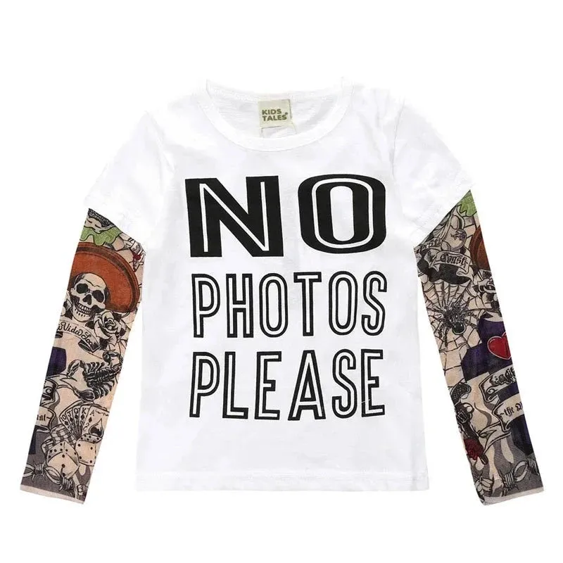 Tattoo Kids Clothes Boys Tees Cotton Long Sleeve Children's Clothing Girls T-Shirts Spring & Fall Boy Tops 2-7 Years