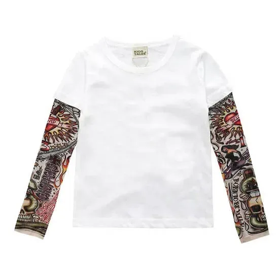 Tattoo Kids Clothes Boys Tees Cotton Long Sleeve Children's Clothing Girls T-Shirts Spring & Fall Boy Tops 2-7 Years