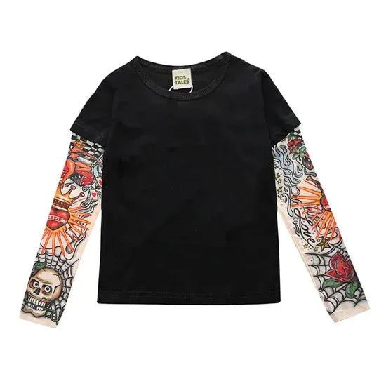 Tattoo Kids Clothes Boys Tees Cotton Long Sleeve Children's Clothing Girls T-Shirts Spring & Fall Boy Tops 2-7 Years