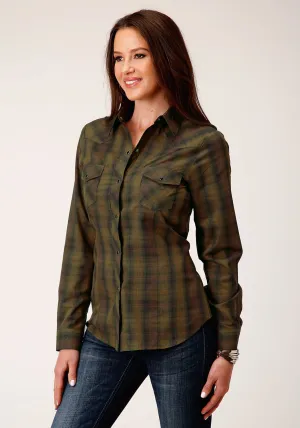 Temperature Regulating Roper Womens 55/45 Plaid Black/Gold Cotton Blend L/S Shirt Roper Womens 55/45 Plaid Black/Gold Cotton Blend L/S Shirt birthday celebration Chic Ensemble