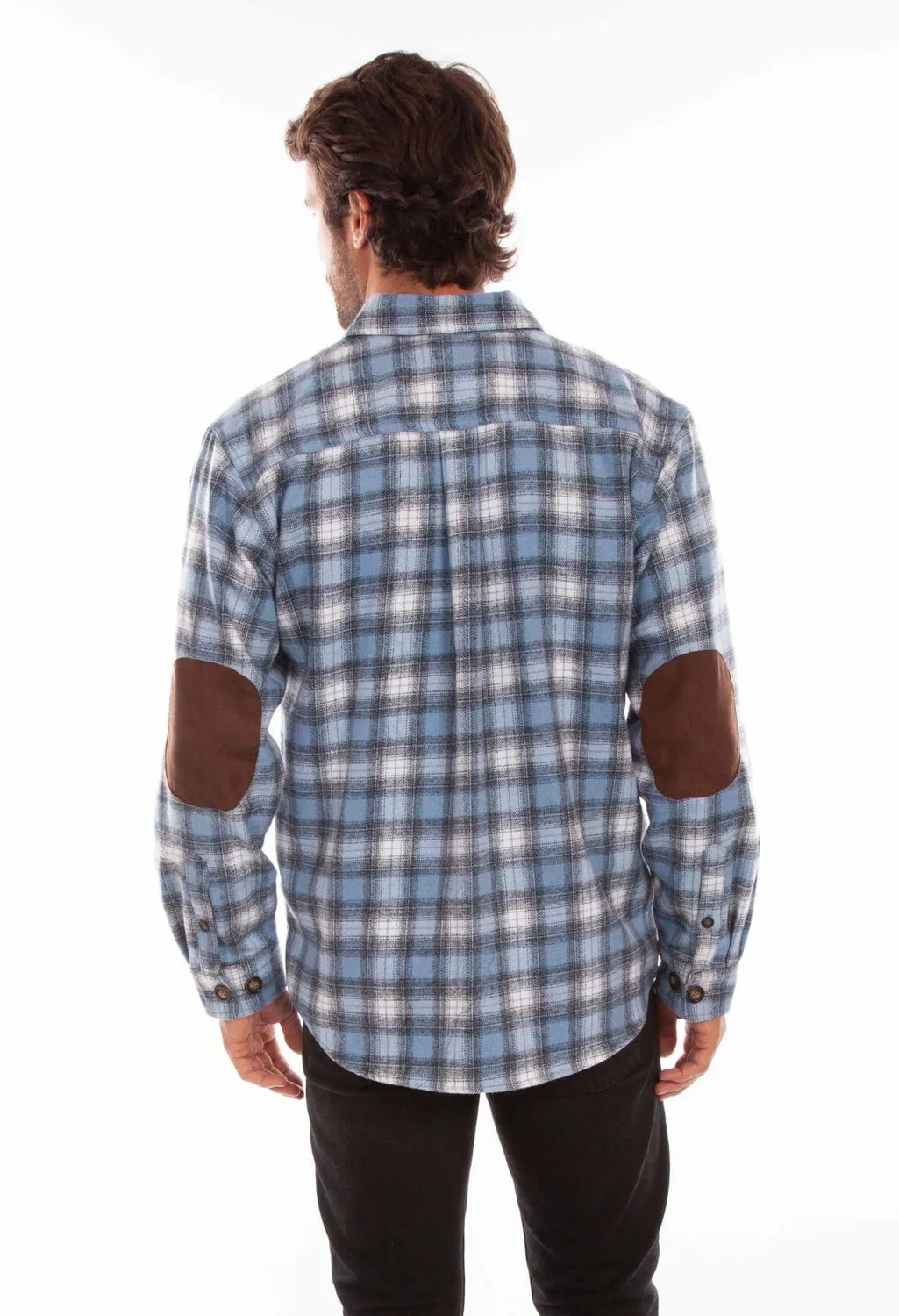 Scully Mens Slate Blue/Black Wool Blend Plaid L/S Shirt Year-Round Favorite Streetwear